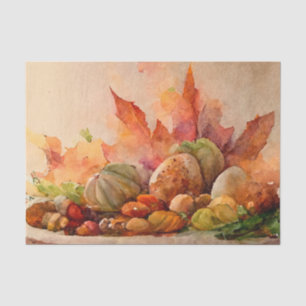 Papier Mousseline Aquarelle vintage Thanksgiving Festin Automne
