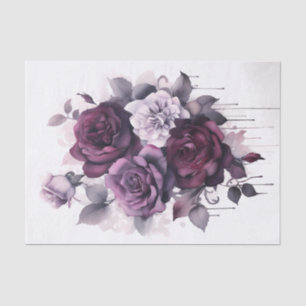 Papier Mousseline Aquarelle violet roses