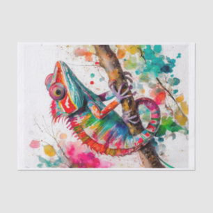 Papier Mousseline Aquarelle vive Chameleon - Rainbow Jungle Art