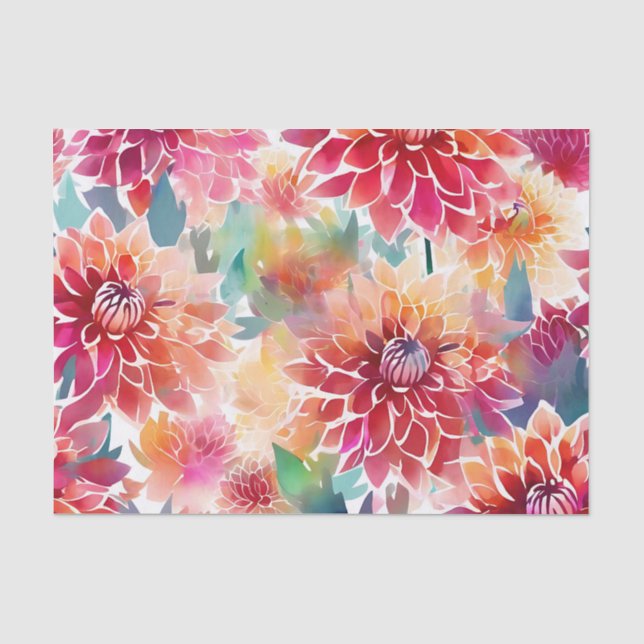 Papier Mousseline Aquarelle vive Dahlia (Recto)