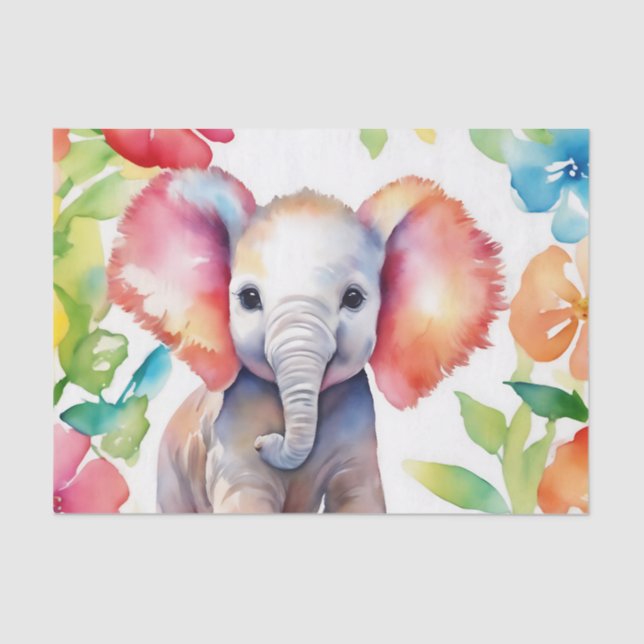 Papier Mousseline Aquarelle vive de l'éléphant (Recto)