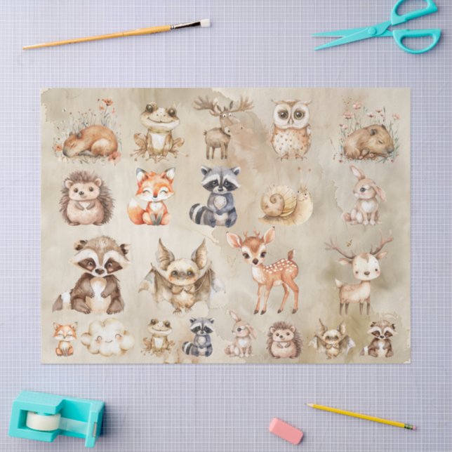 Papier Mousseline Aquarelle Whimsical Animaux Découpage collection (Artisanat)