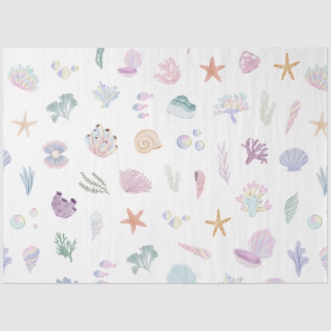 Papier Mousseline Aquarelle Whimsical sous la Fête des sirènes de me (Recto)