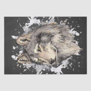 Papier Mousseline Aquarelle Wolf
