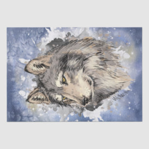 Papier Mousseline Aquarelle Wolf