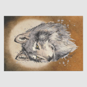 Papier Mousseline Aquarelle Wolf
