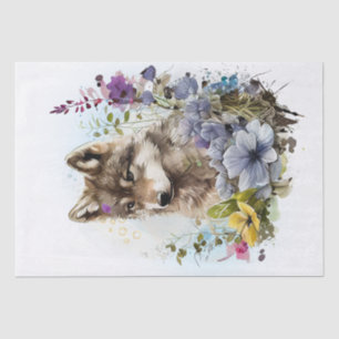 Papier Mousseline Aquarelle Wolf Pup
