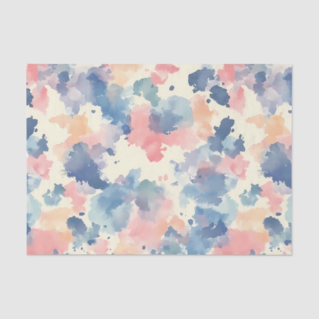 Papier Mousseline Aquarelles bleu rose (Recto)