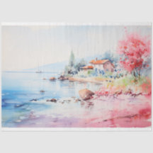 Aquarelles côtières Papier de tissus ou textiles