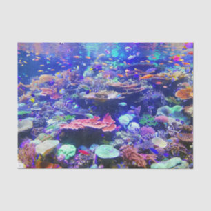 Papier Mousseline Aquarium tropical coloré vibrant de poissons