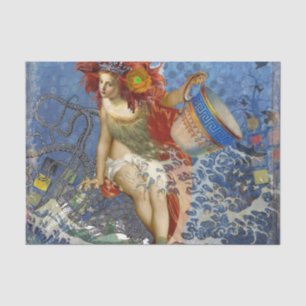 Papier Mousseline Aquarius Mermaid Bleu gothique