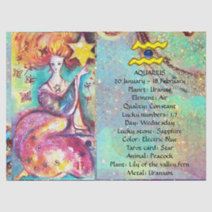 PAPIER MOUSSELINE AQUARIUS, STAR TAROT ASTROLOGIE ZODIAC ANNIVERSAIR