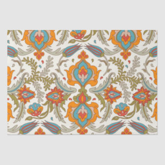 Papier Mousseline Arabe Boho élégant Floral Peacock marocain