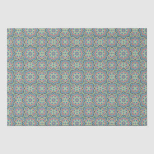 Papier Mousseline Arabe Boho Elégant Géométrique Marocain Bleu Vert