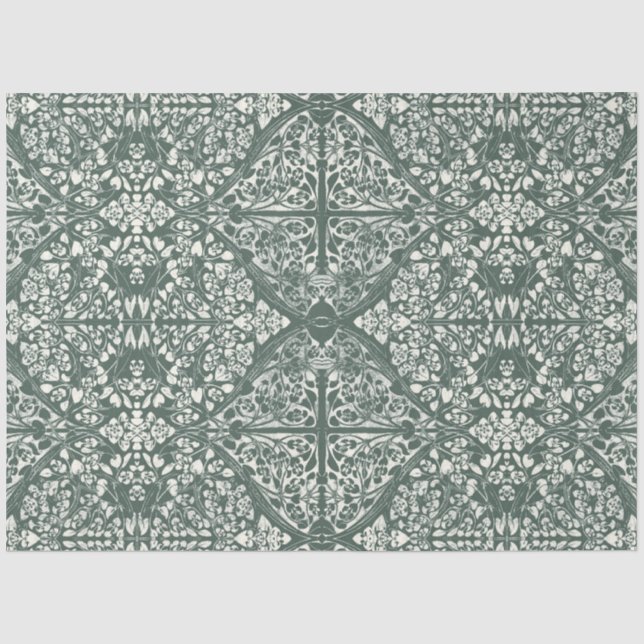 Papier Mousseline Arabesque Floral Vines Forêt Ivory LG Découpage (Recto)