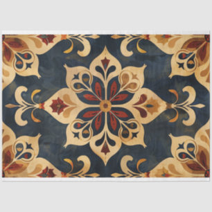 Papier Mousseline Arabesque Ornamental Motif or et tons foncés