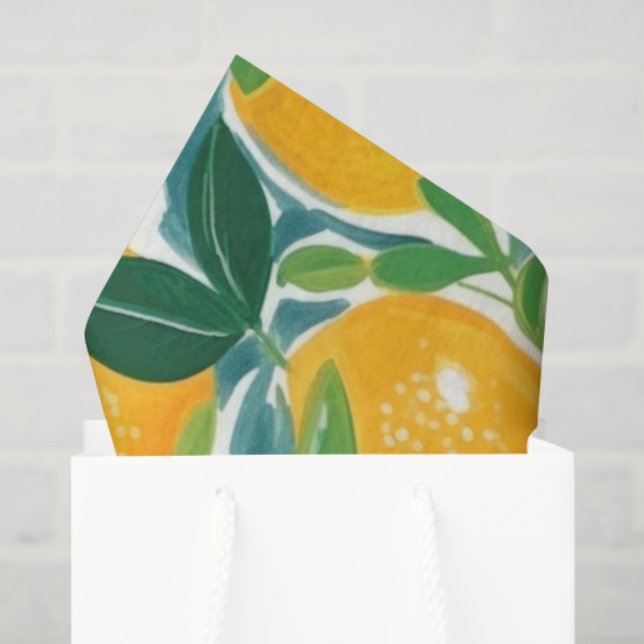 Papier Mousseline Arbre Citrus Artisan Citrons Oranges Limes colorée (Sac cadeau)