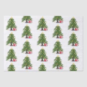 Papier Mousseline Arbre de Noël avec cadeau rouge