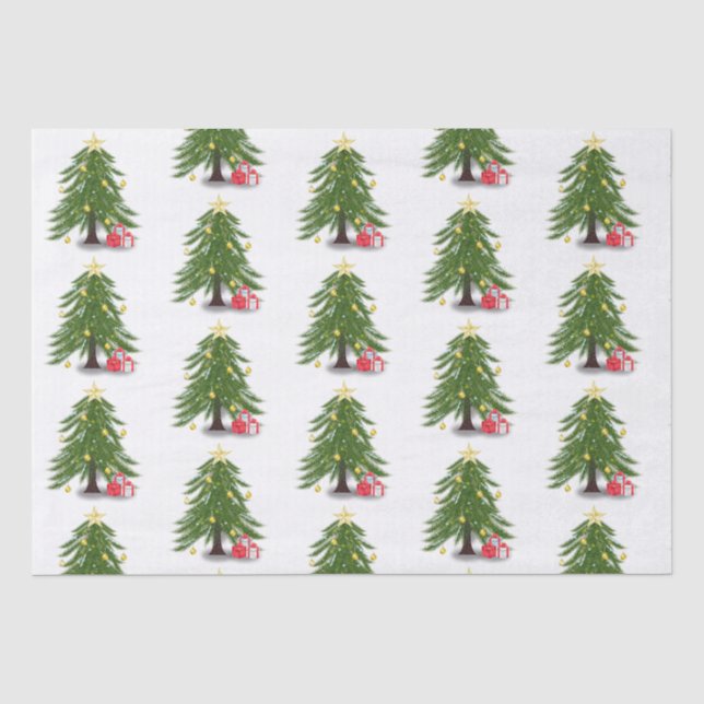 Papier Mousseline Arbre de Noël avec cadeau rouge (Recto)