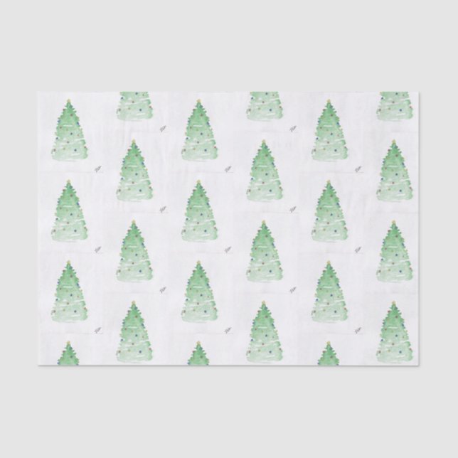 Papier Mousseline Arbre de Noël avec lumières (Recto)