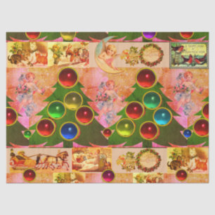 PAPIER MOUSSELINE ARBRE DE NOËL, BALLES COLORÉES, ANGES, ENFANTS