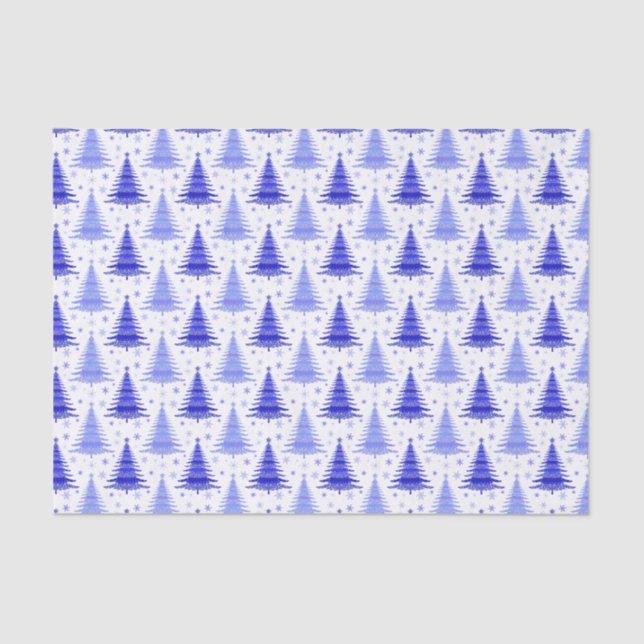 Papier Mousseline Arbre de Noël Blue Periwinkle Design Motif (Recto)