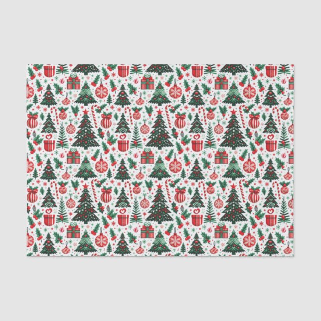 Papier Mousseline Arbre de Noël, cadeaux, sucre de canne (Recto)