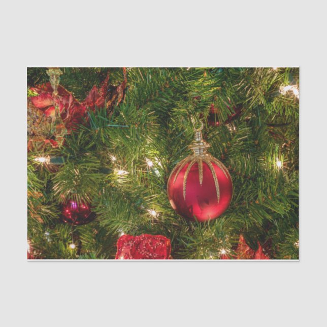Papier Mousseline Arbre de Noël coloré et ornements (Recto)