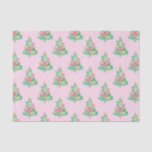 Papier Mousseline Arbre de Noël Coquette Couleurs Brillantes Aquarel
