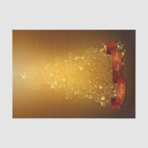 Papier Mousseline Arbre de Noël en or brillant