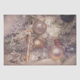 Papier Mousseline Arbre de Noël Gold White Holiday Tree