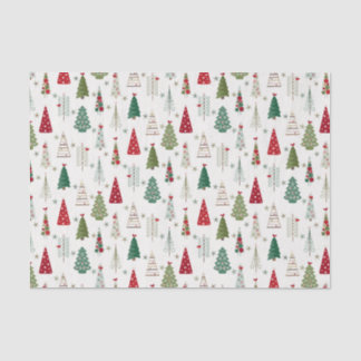 Papier Mousseline Arbre de Noël minimaliste moderne Motif rouge vert