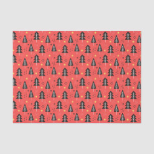 Papier Mousseline Arbre de Noël moderne Motif couleur rouge orange