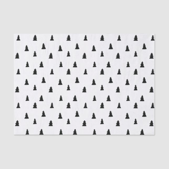 Papier Mousseline Arbre de Noël noir Motif scandinave (Recto)