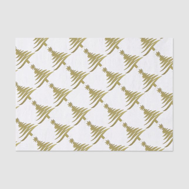 Papier Mousseline Arbre de Noël Or crayon blanc (Recto)