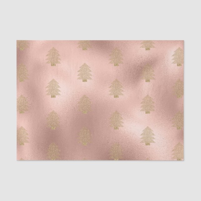 Papier Mousseline Arbre de Noël rose Gold Glitzy Parties scintillant (Recto)