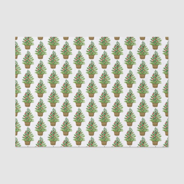 Papier Mousseline Arbre de Noël sur un panier d'osier Motif vacances (Recto)