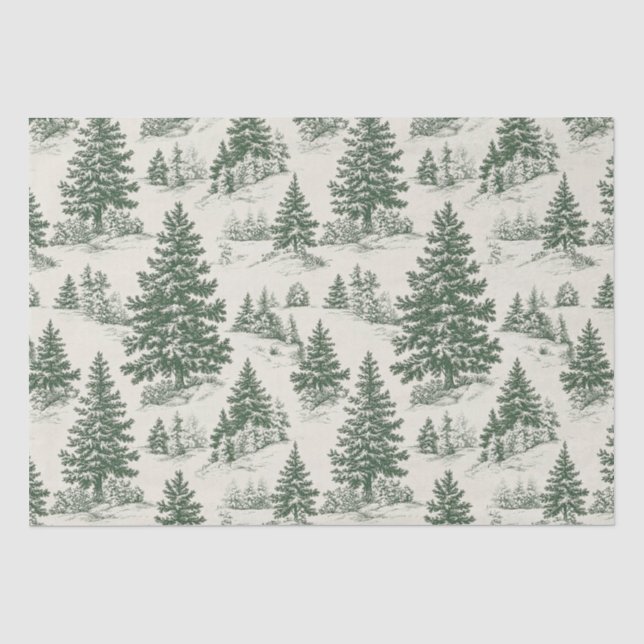 Papier Mousseline Arbre de Noël Toile De Jouy Green (Recto)