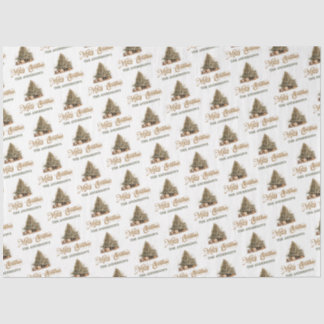 Papier Mousseline Arbre de Noël vert sauge moderne et cuivre