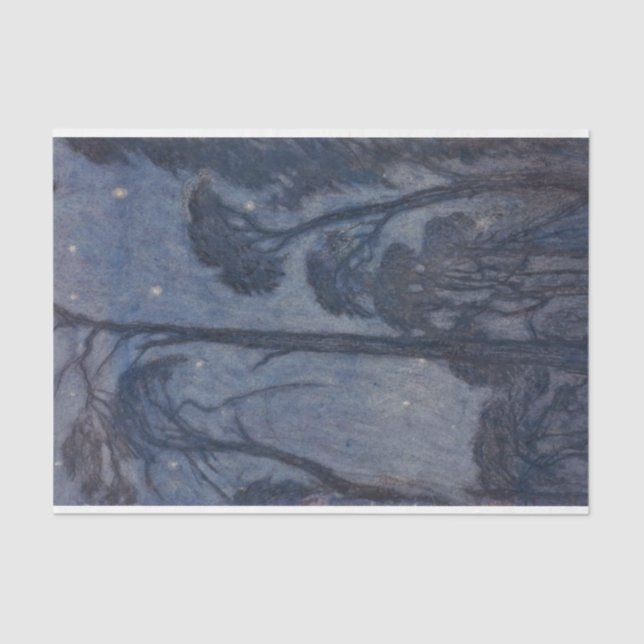 Papier Mousseline Arbres à Twilight (par Edward Robert Hughes) (Recto)