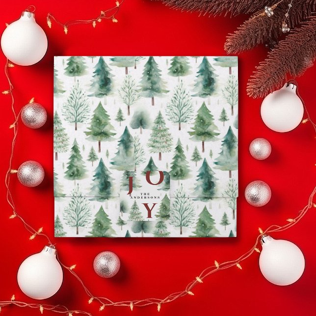 Papier Mousseline Arbres de Noël Aquarelle Motif Vacances vertes (Créateur téléchargé)
