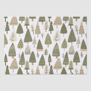 Papier Mousseline Arbres de Noël brun et vert