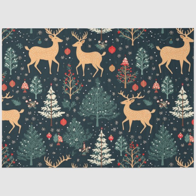 Papier Mousseline Arbres de Noël des rennes Ornements Noël (Recto)