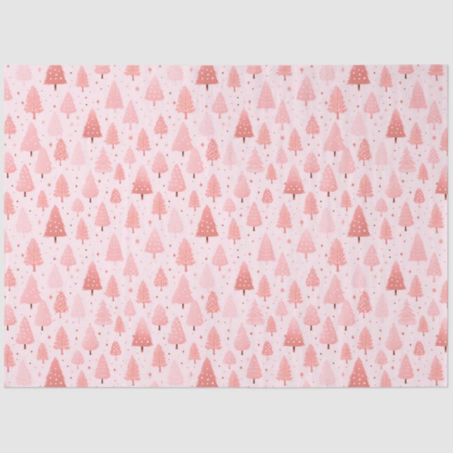 Papier Mousseline Arbres de Noël roses Étoiles Noël (Recto)