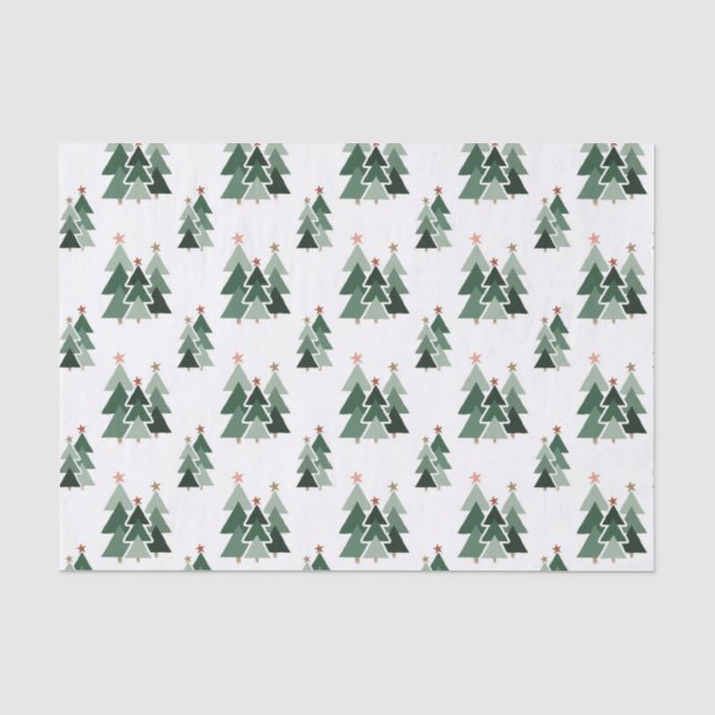 Papier Mousseline Arbres de Noël rustiques modernes (Recto)