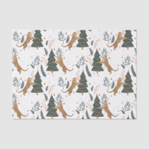 Papier Mousseline Arbres de Noël & tigres motif personnalisé arrière