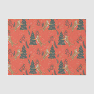 Papier Mousseline Arbres de Noël & tigres motif personnalisé arrière