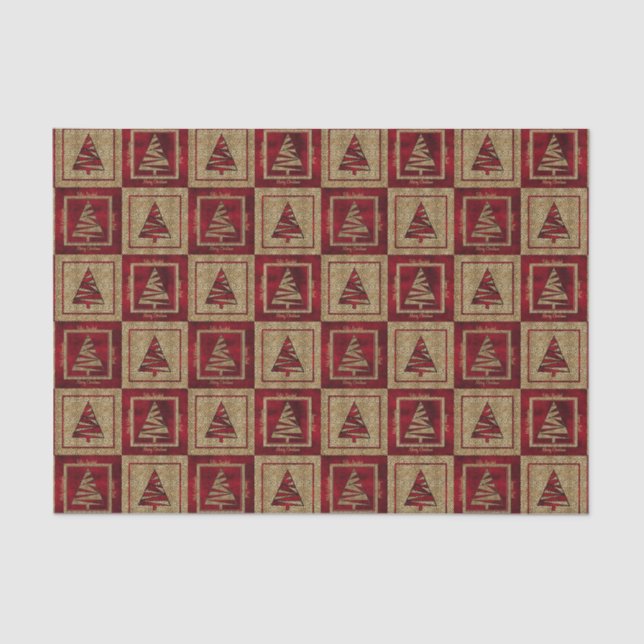 Papier Mousseline Arbres de vacances en Cheetah Print et rouge (Recto)