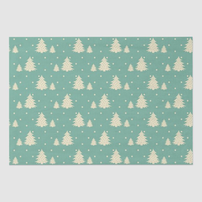 Papier Mousseline Arbres d'hiver rétro sur Turquoise (Recto)