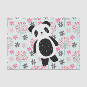 Papier Mousseline Arbres, fleurs et ours de panda
